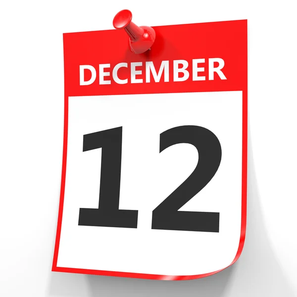 12 dicembre. Calendario su sfondo bianco . — Foto Stock