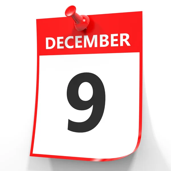 9 грудня. Календар на білому тлі . — стокове фото