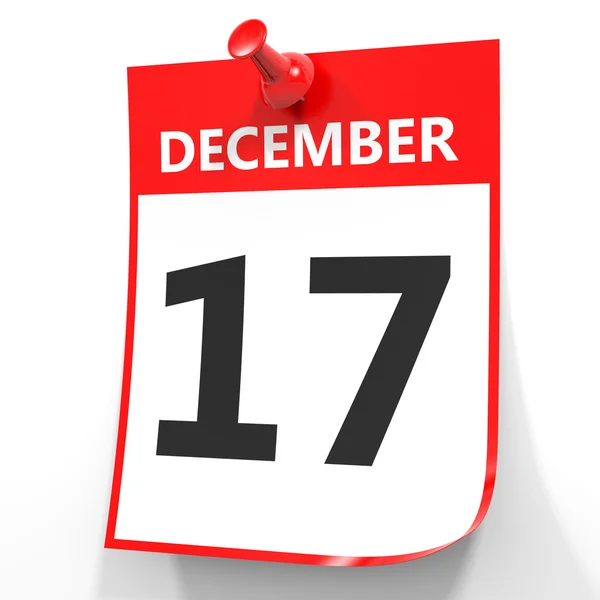 17 de Dezembro. Calendário sobre fundo branco . — Fotografia de Stock