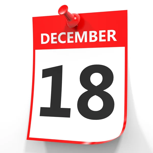18 de diciembre. Calendario sobre fondo blanco . — Foto de Stock