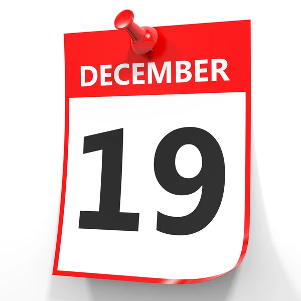 19 de diciembre. Calendario sobre fondo blanco . — Foto de Stock