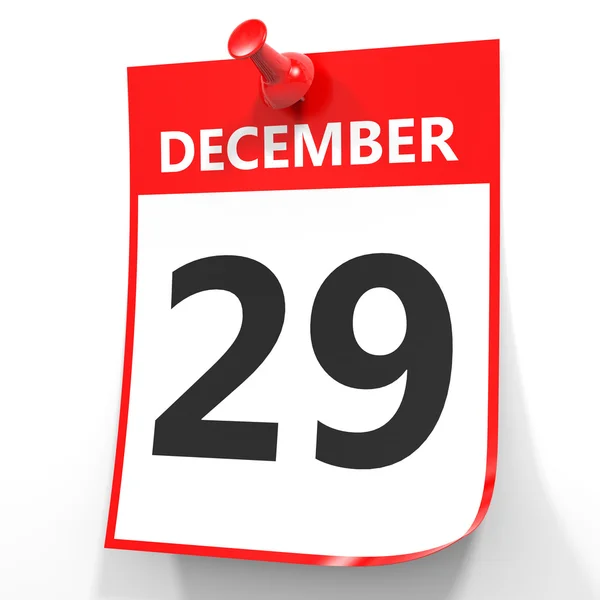 29 Δεκεμβρίου. Ημερολόγιο σε λευκό φόντο. — Φωτογραφία Αρχείου