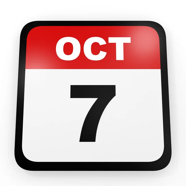 7 oktober. Kalender på vit bakgrund. — Stockfoto