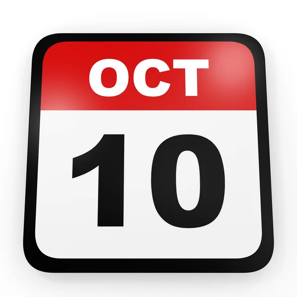10. Oktober Kalender auf weißem Hintergrund. — Stockfoto