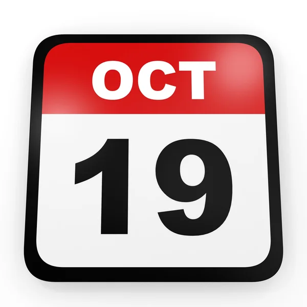 19 ottobre. Calendario su sfondo bianco . — Foto Stock