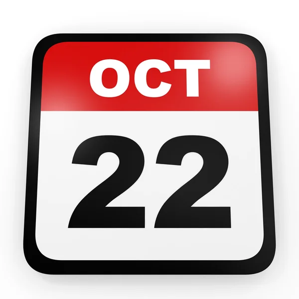22. Oktober Kalender auf weißem Hintergrund. — Stockfoto