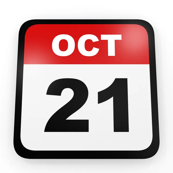 21 жовтня. Календар на білому тлі . — стокове фото