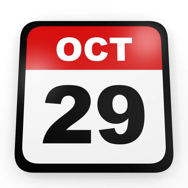 29. Oktober Kalender auf weißem Hintergrund. — Stockfoto