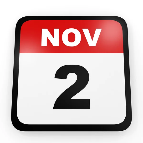 2 novembre. Calendario su sfondo bianco . — Foto Stock