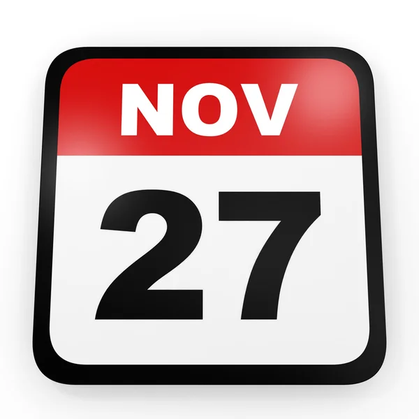 27 de noviembre. Calendario sobre fondo blanco . — Foto de Stock
