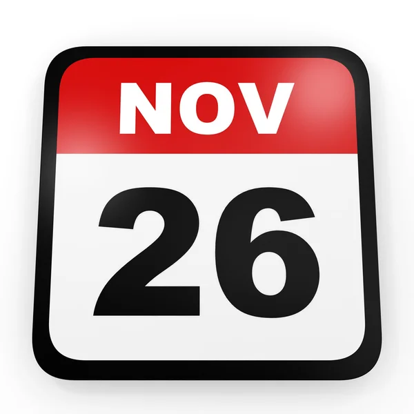 26 novembre. Calendario su sfondo bianco . — Foto Stock