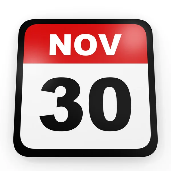 30 novembre. Calendario su sfondo bianco . — Foto Stock