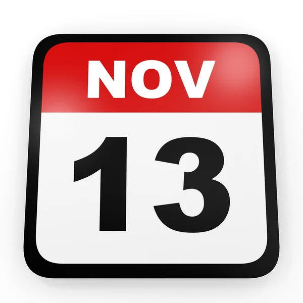 13 de Novembro. Calendário sobre fundo branco . — Fotografia de Stock