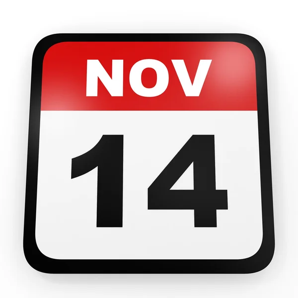 14 listopada. Kalendarz na białym tle. — Zdjęcie stockowe