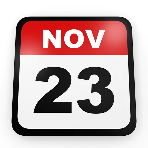 23 de noviembre. Calendario sobre fondo blanco . — Foto de Stock