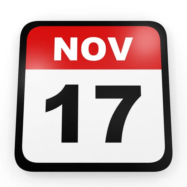 17 novembre. Calendario su sfondo bianco . — Foto Stock