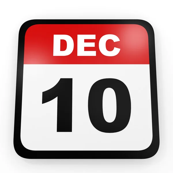 10 de diciembre. Calendario sobre fondo blanco . — Foto de Stock