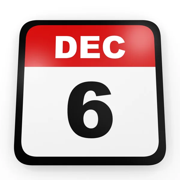 6. Dezember Kalender auf weißem Hintergrund. — Stockfoto