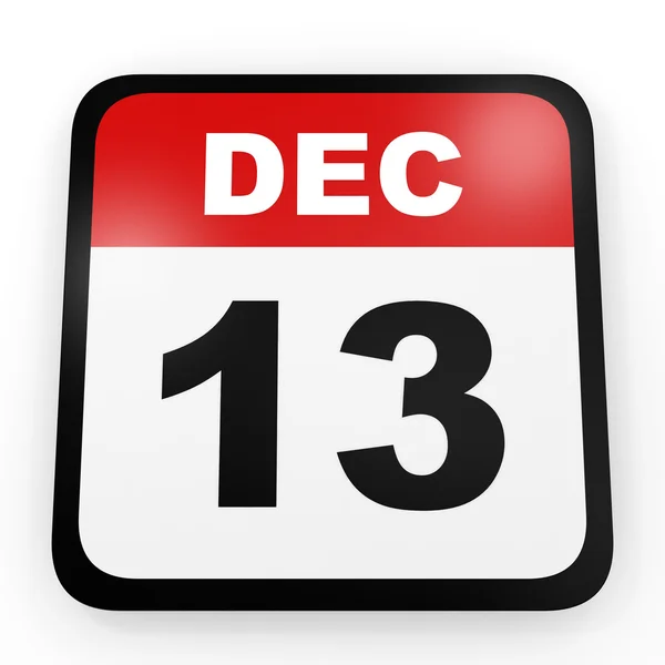 13 de diciembre. Calendario sobre fondo blanco . —  Fotos de Stock