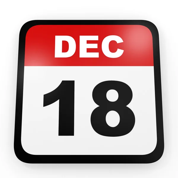 18 dicembre. Calendario su sfondo bianco . — Foto Stock