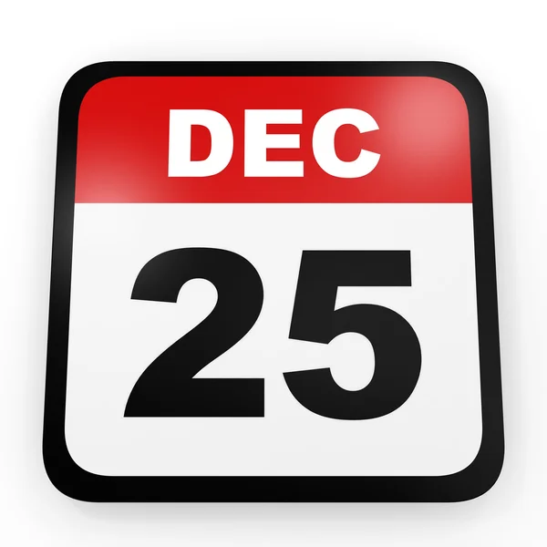 25 Δεκεμβρίου. Ημερολόγιο σε λευκό φόντο. — Φωτογραφία Αρχείου