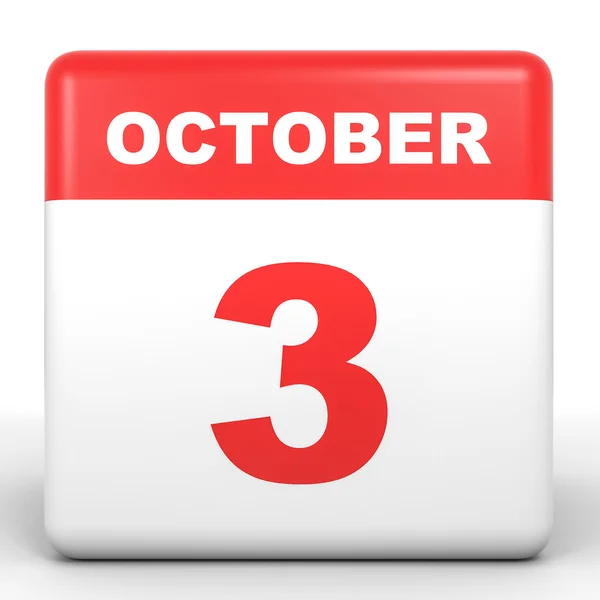 3 oktober. Kalender op witte achtergrond. — Stockfoto