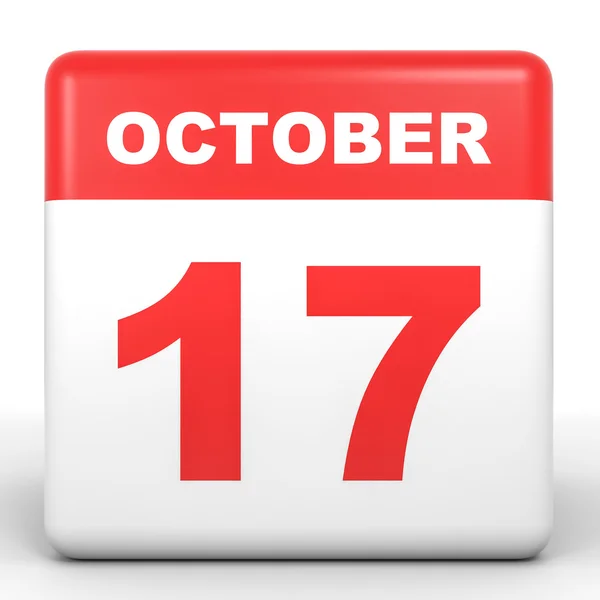 10 月 17 日。白色背景上的日历. — 图库照片