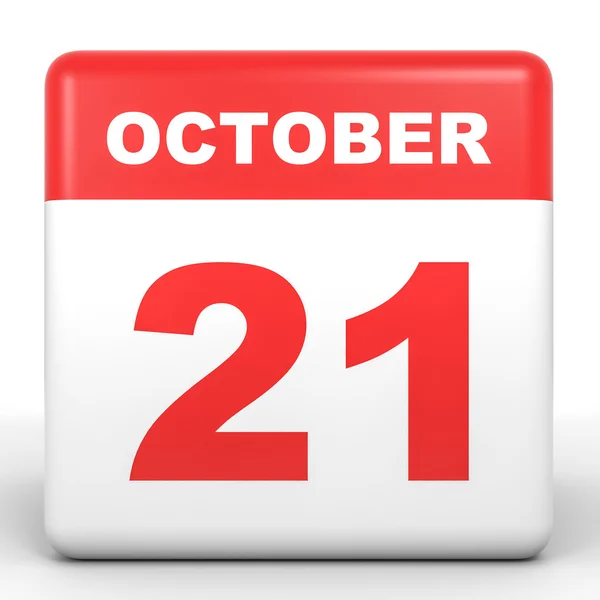 21 Οκτωβρίου. Ημερολόγιο σε λευκό φόντο. — Φωτογραφία Αρχείου