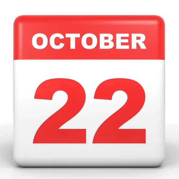 22 de octubre. Calendario sobre fondo blanco . —  Fotos de Stock