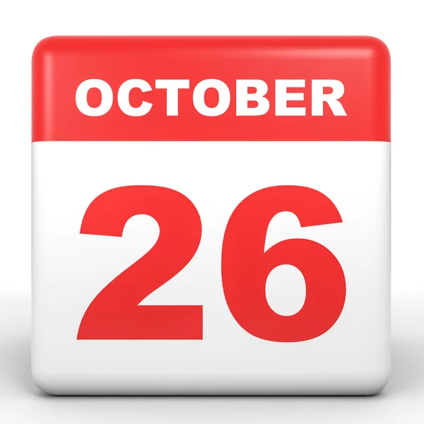 26 жовтня. Календар на білому тлі . — стокове фото