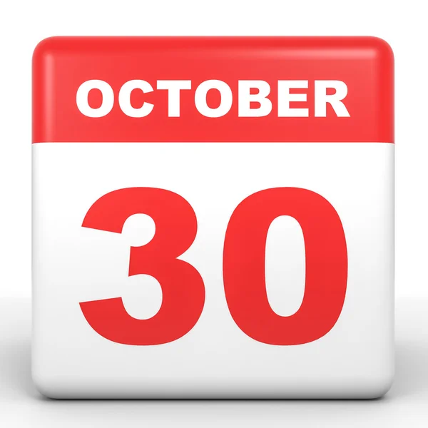 30 ottobre. Calendario su sfondo bianco . — Foto Stock