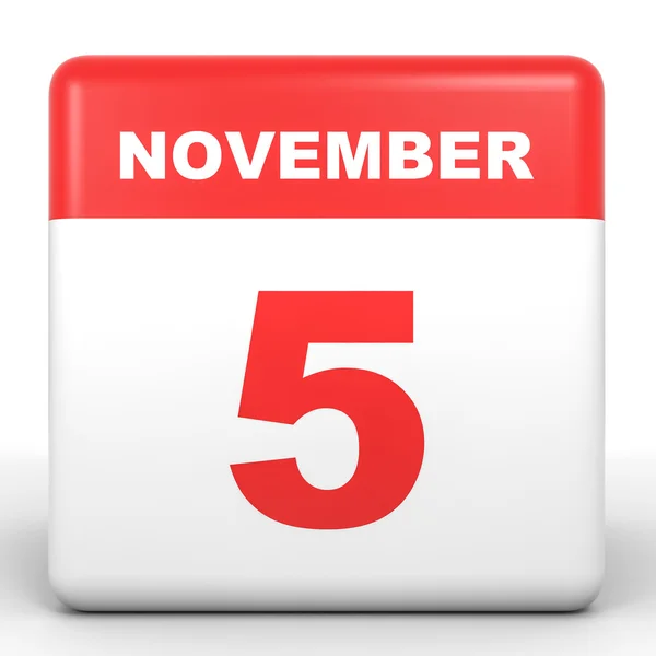 5 novembre. Calendario su sfondo bianco . — Foto Stock