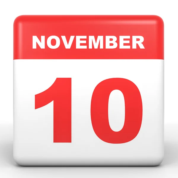 10 de noviembre. Calendario sobre fondo blanco . — Foto de Stock