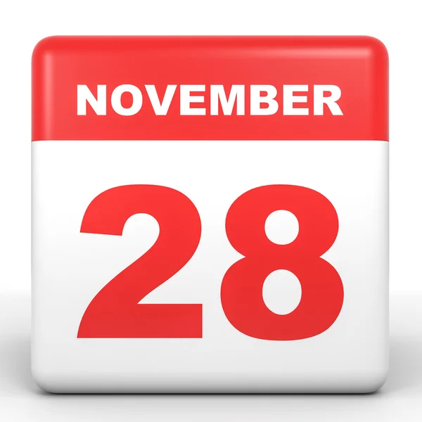 28 de noviembre. Calendario sobre fondo blanco . — Foto de Stock