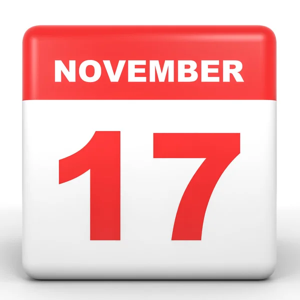 17 de Novembro. Calendário sobre fundo branco . — Fotografia de Stock