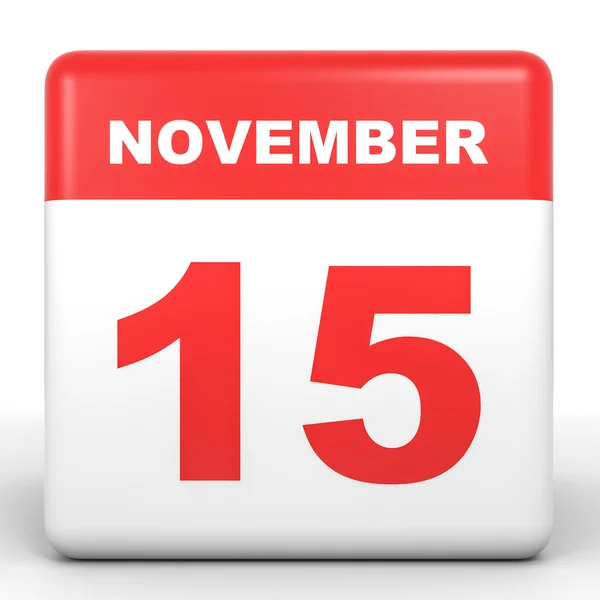 15 novembre. Calendario su sfondo bianco . — Foto Stock
