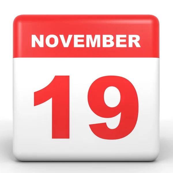 19 novembre. Calendario su sfondo bianco . — Foto Stock