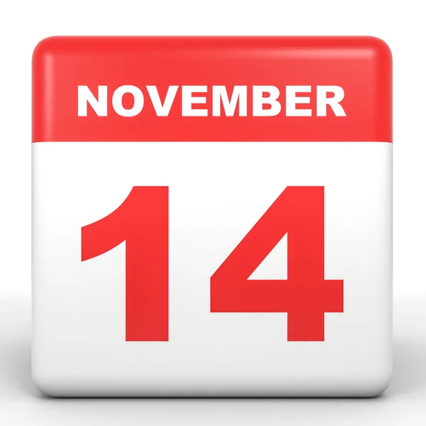 14 de noviembre. Calendario sobre fondo blanco . — Foto de Stock