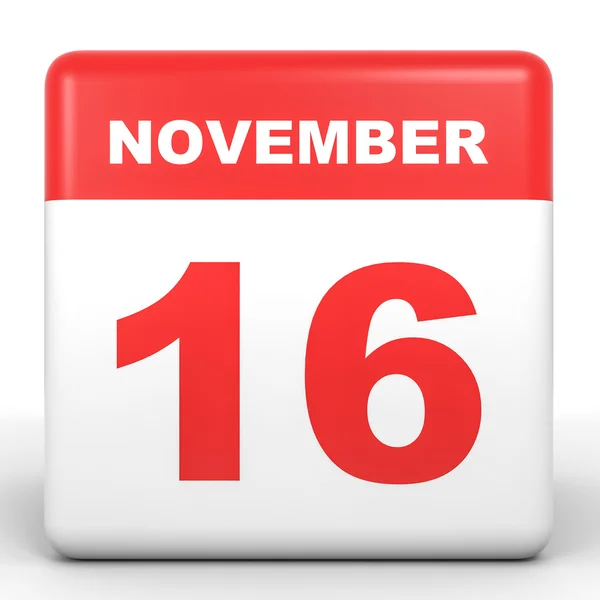 16 de Novembro. Calendário sobre fundo branco . — Fotografia de Stock