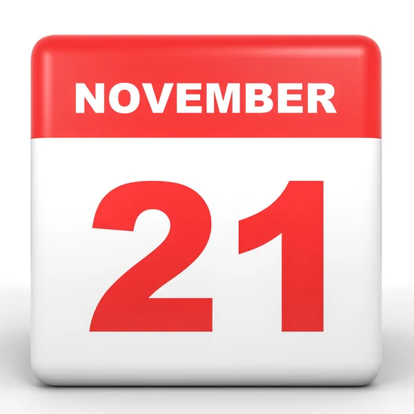 21 de noviembre. Calendario sobre fondo blanco . — Foto de Stock
