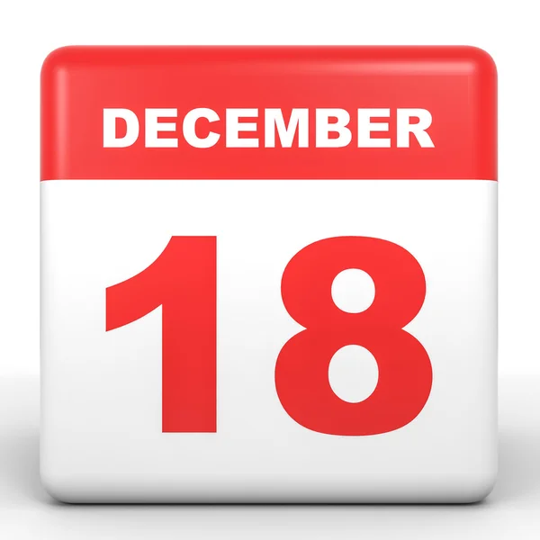 18 dicembre. Calendario su sfondo bianco . — Foto Stock