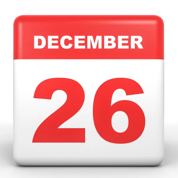 26 Δεκεμβρίου. Ημερολόγιο σε λευκό φόντο. — Φωτογραφία Αρχείου