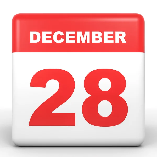 28. prosince. Kalendář na bílém pozadí. — Stock fotografie