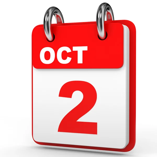 2 ottobre. Calendario su sfondo bianco . — Foto Stock