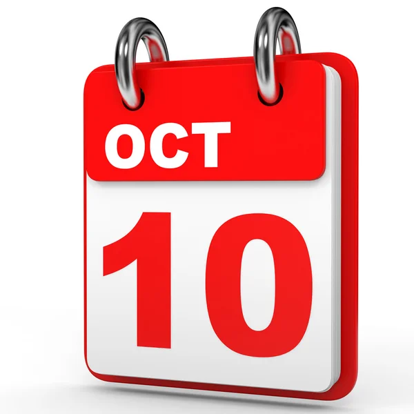 Il 10 ottobre. Calendario su sfondo bianco . — Foto Stock