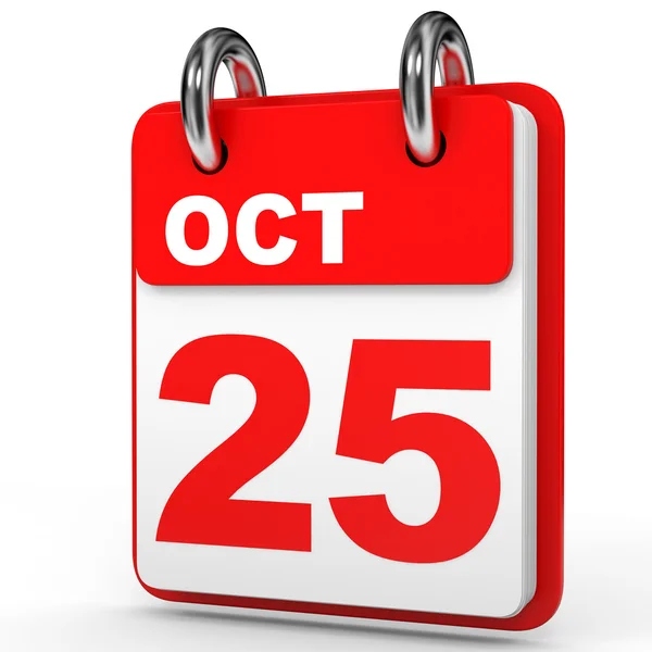25 ottobre. Calendario su sfondo bianco . — Foto Stock