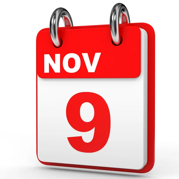 9 listopada. Kalendarz na białym tle. — Zdjęcie stockowe