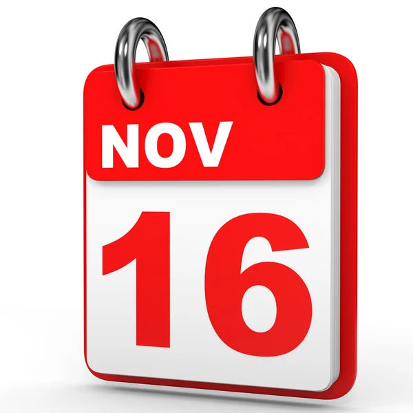 16 listopada. Kalendarz na białym tle. — Zdjęcie stockowe
