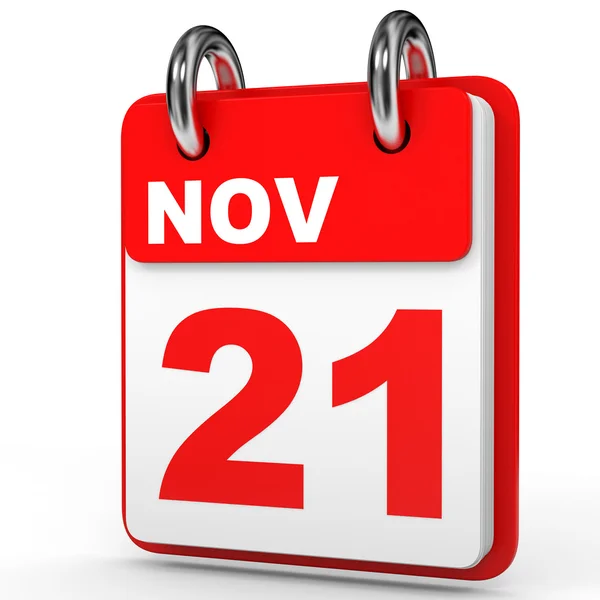 21 de noviembre. Calendario sobre fondo blanco . — Foto de Stock