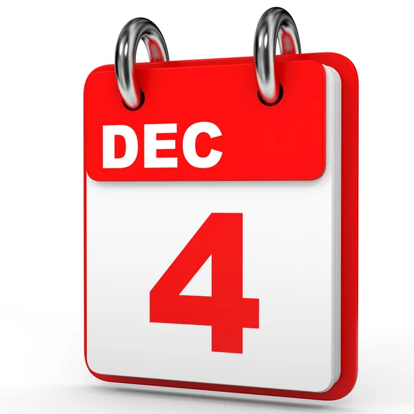 4 de diciembre. Calendario sobre fondo blanco . — Foto de Stock
